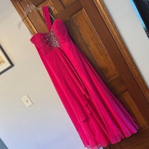 Night Moves Fuchsia One Shoulder Dress